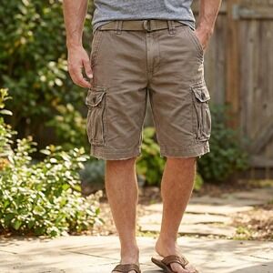 American Eagle Mens Cargo Shorts Size 32 Brown Classic Length Pockets Outdoor